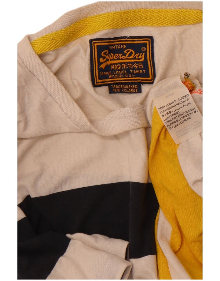 Camiseta masculina Superdry Top 2XL algodão listrado branco