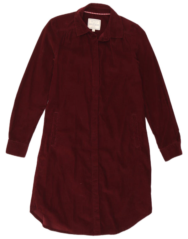 Vestido camisa feminino de veludo cotelê Fat Face Reino Unido 6 XS algodão borgonha