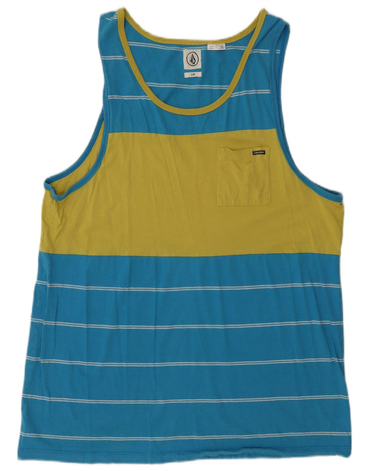 Colete masculino Volcom grande algodão listrado azul