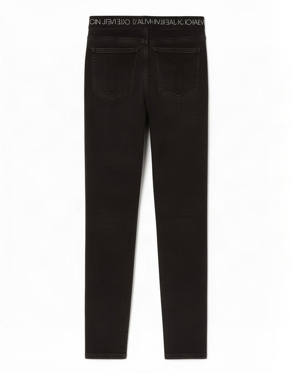 Calça jeans feminina Calvin Klein cintura alta super skinny W28 L27 preta