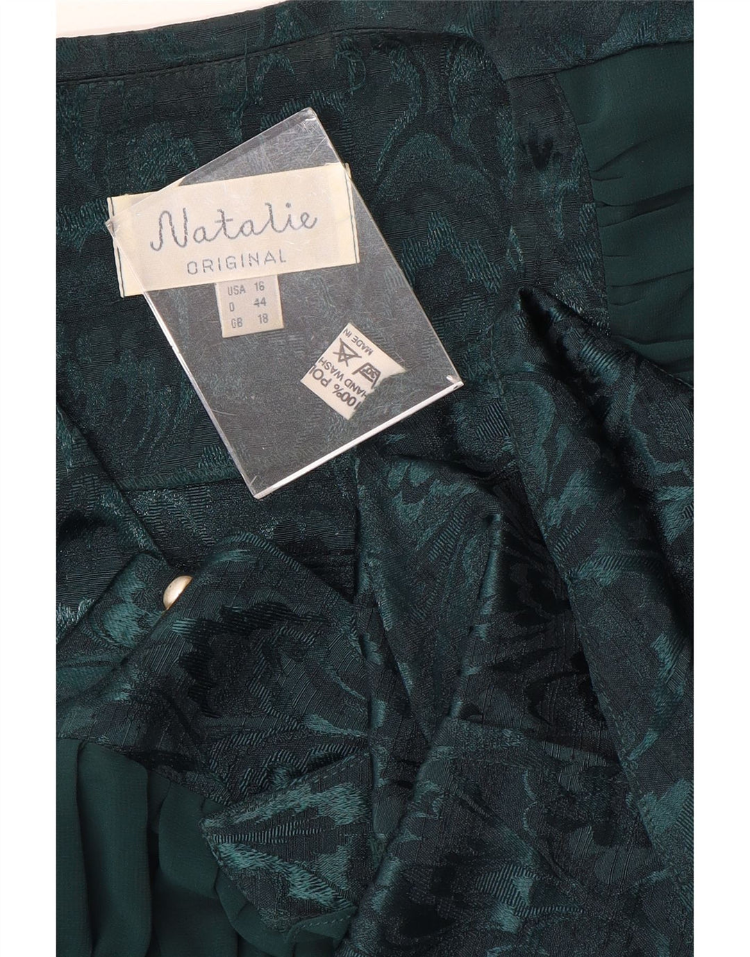 Blusa feminina VINTAGE UK 18 XL verde floral poliéster