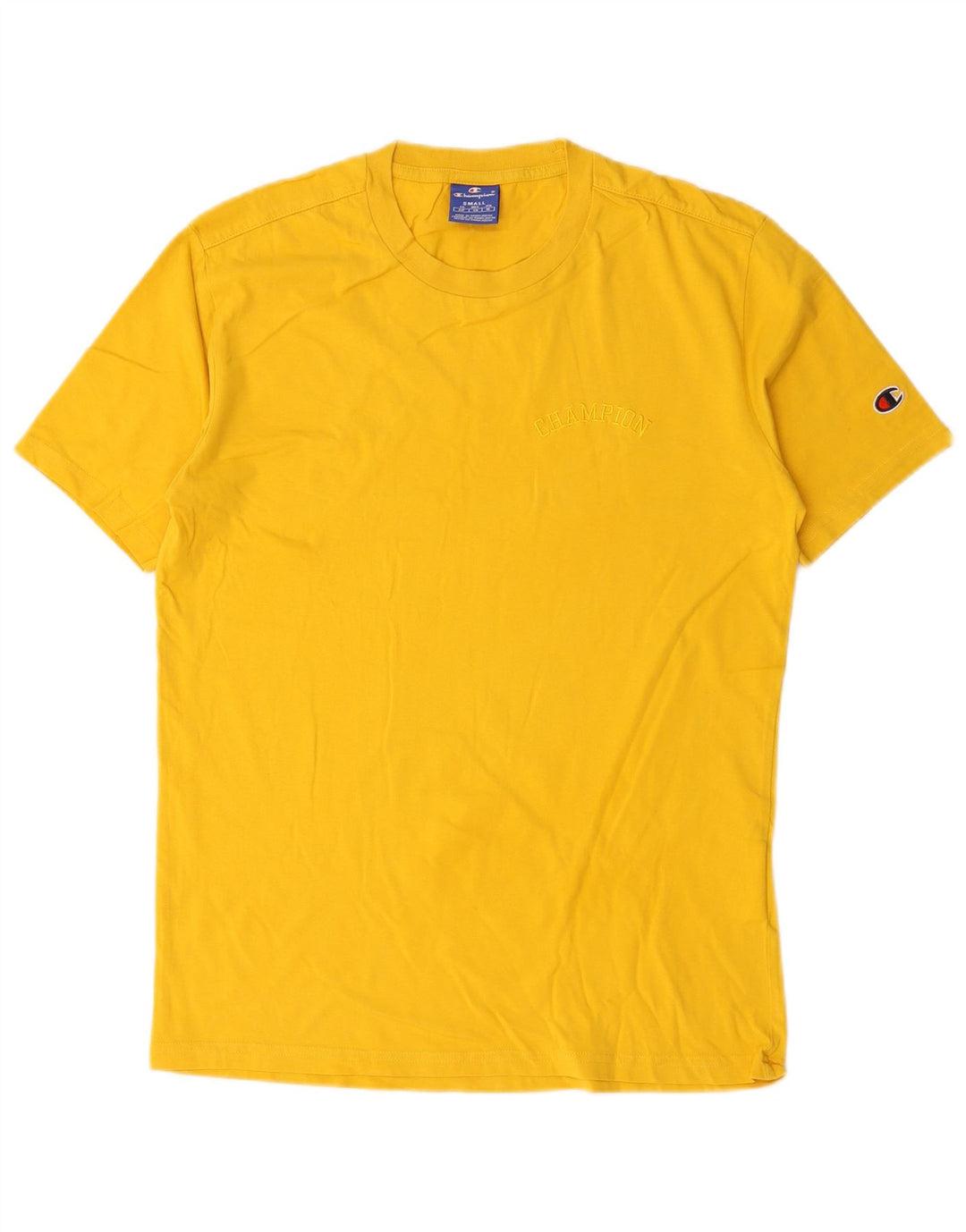 Camiseta masculina Champion pequeno algodão amarelo