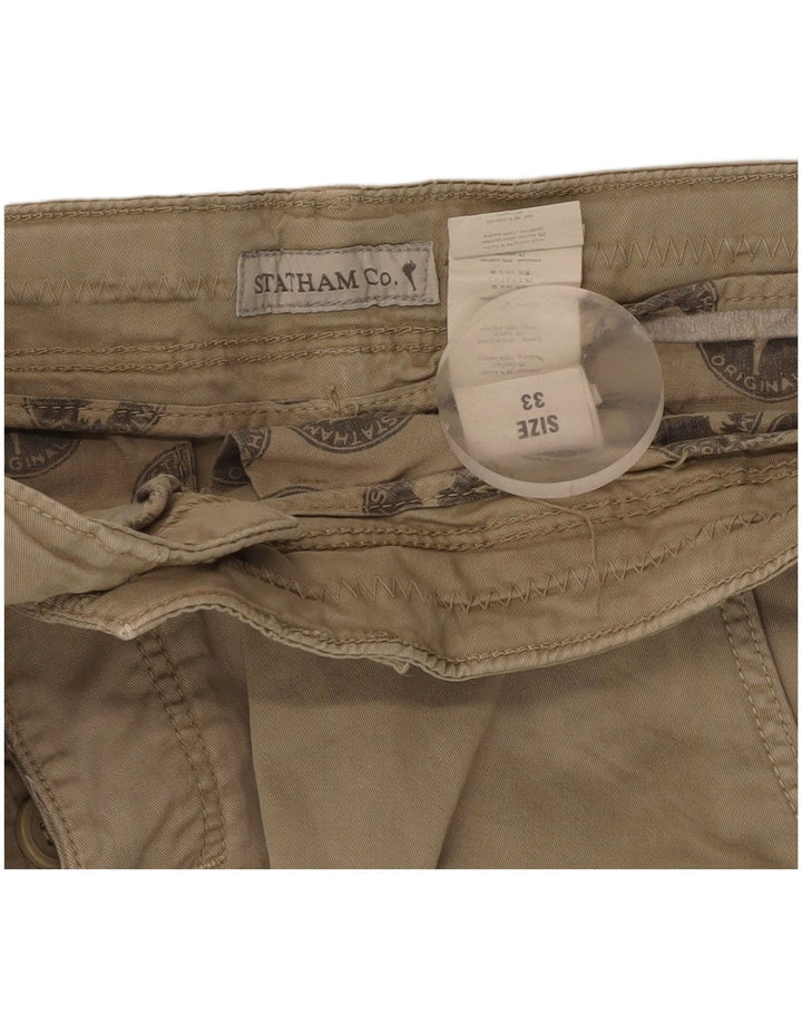 Shorts cargo masculino vintage W33 algodão bege médio