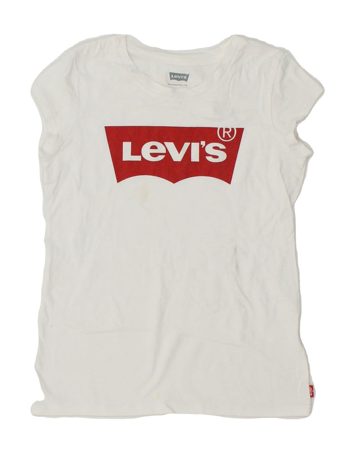 LEVI'S Girls Graphic T-Shirt Top 9-10 Years White Cotton Vintage Levi's and Second-Hand Levi's from Messina Hembry 