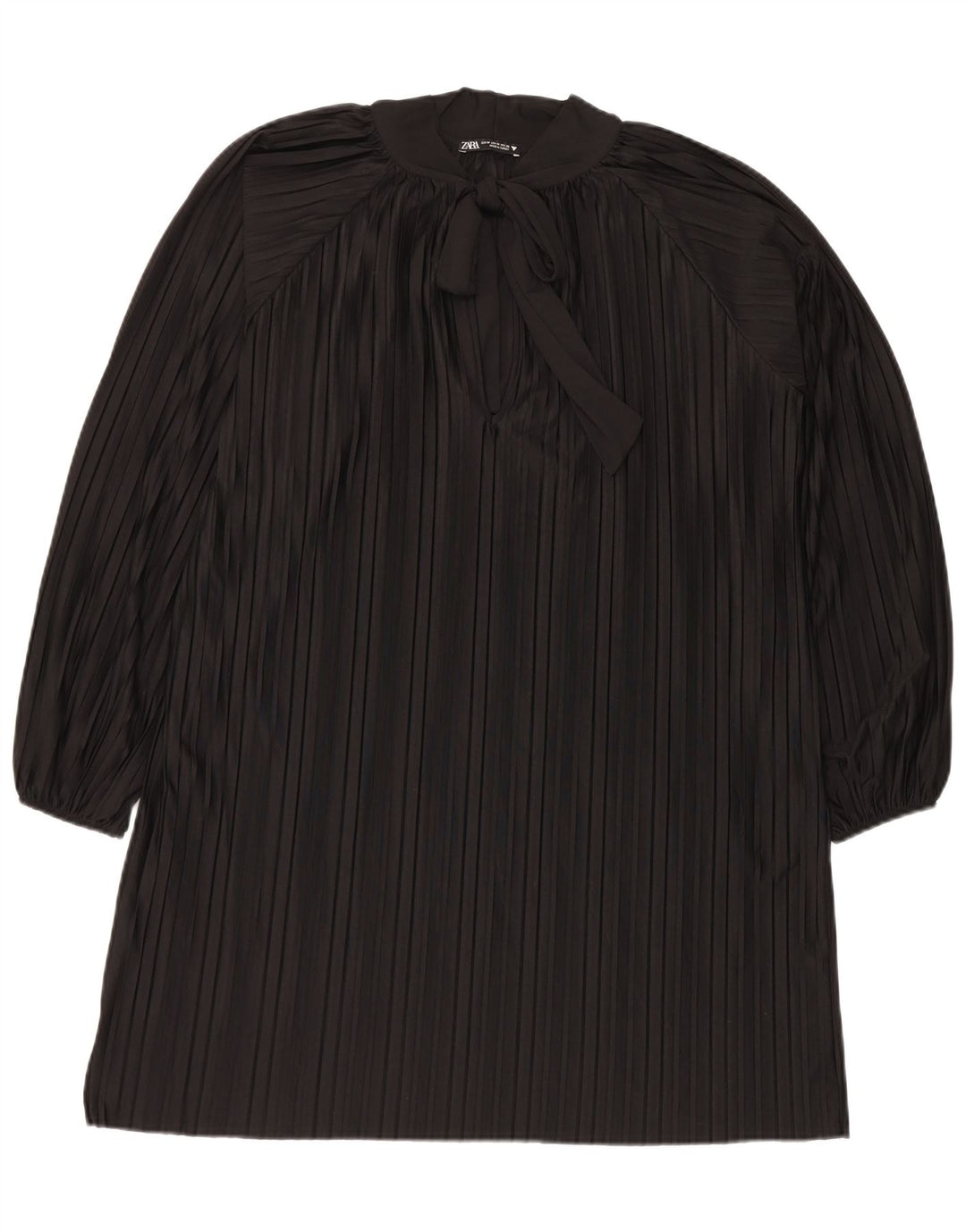 Zara Vestido feminino oversized frontal com amarração UK 14 médio preto listrado