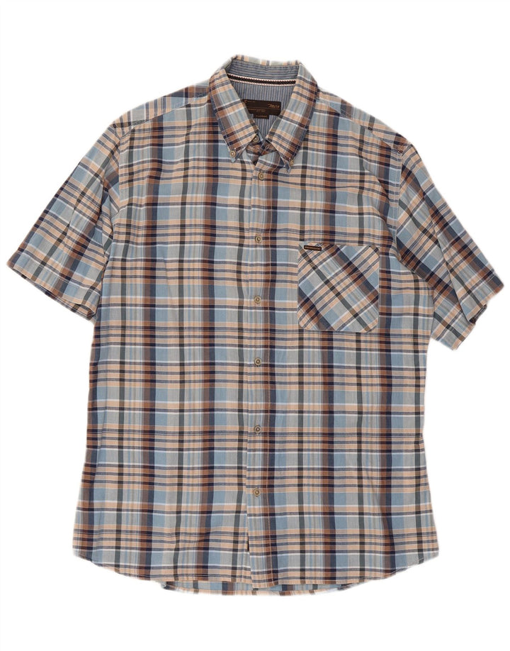 Camisa masculina de manga curta MARLBORO CLASSICS XL azul xadrez algodão