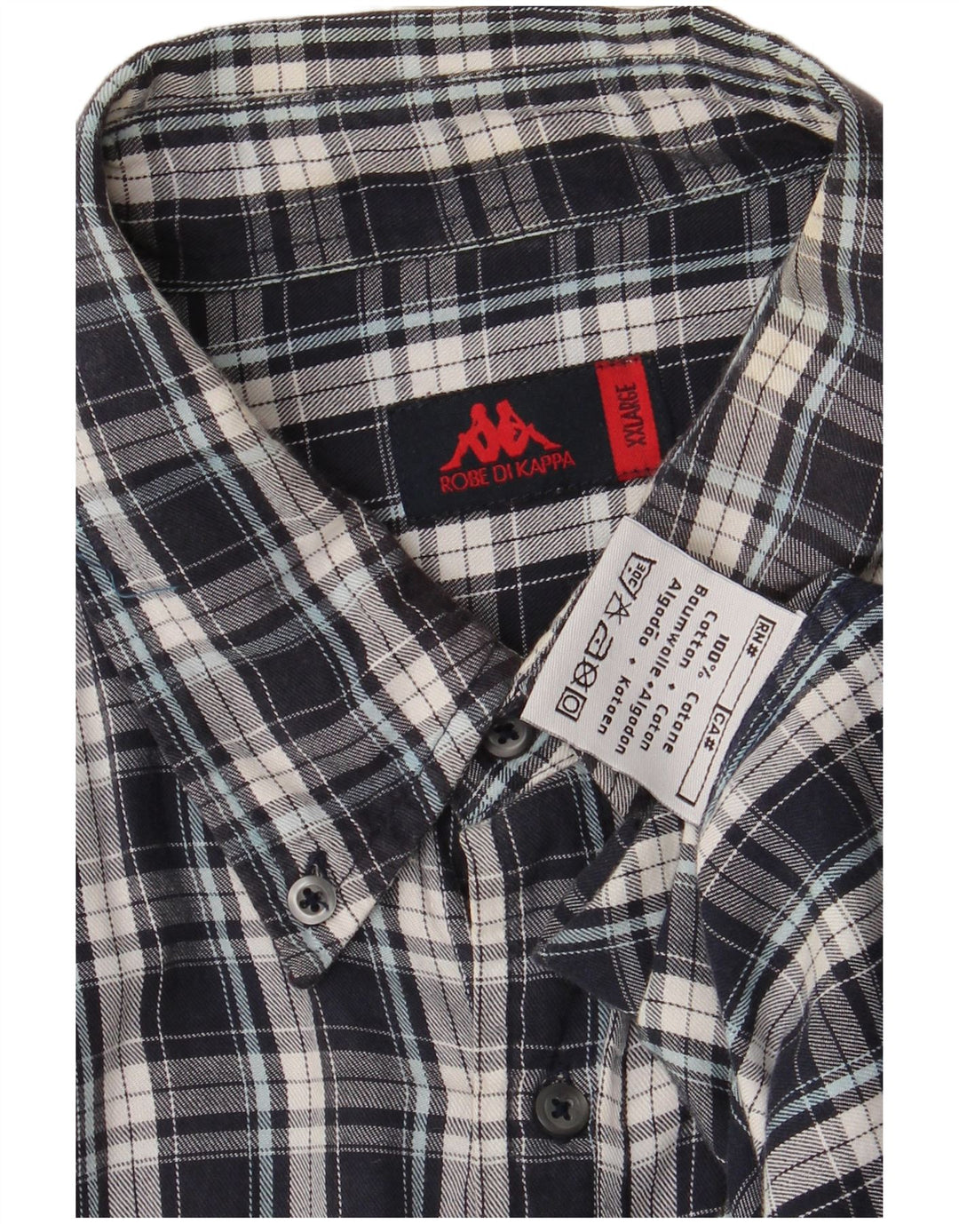 Camisa masculina de flanela Kappa 2XL algodão xadrez azul marinho