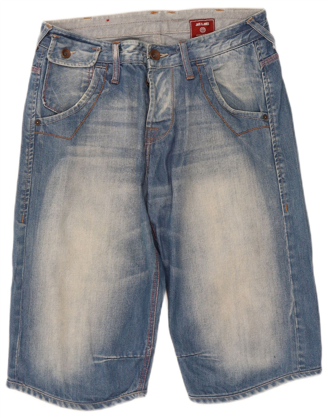 JACK & JONES Bermuda jeans masculina média W32 algodão azul