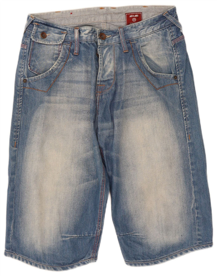 JACK & JONES Bermuda jeans masculina média W32 algodão azul