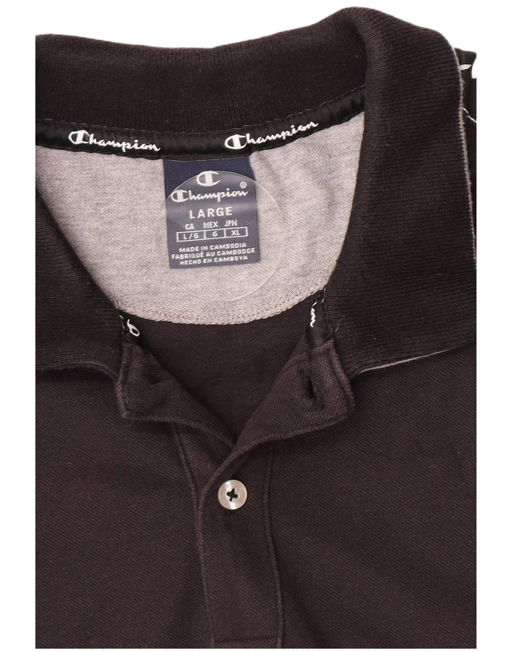 Camisa pólo gráfica masculina Champion grande preta