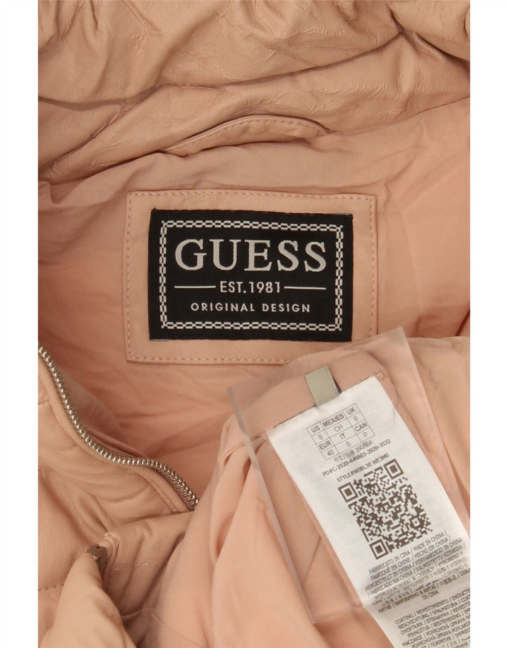 Jaqueta feminina acolchoada com capuz GUESS UK 6 XS poliuretano rosa