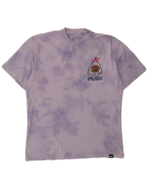 Camiseta gráfica masculina Pull & Bear Top médio roxo tie-dye