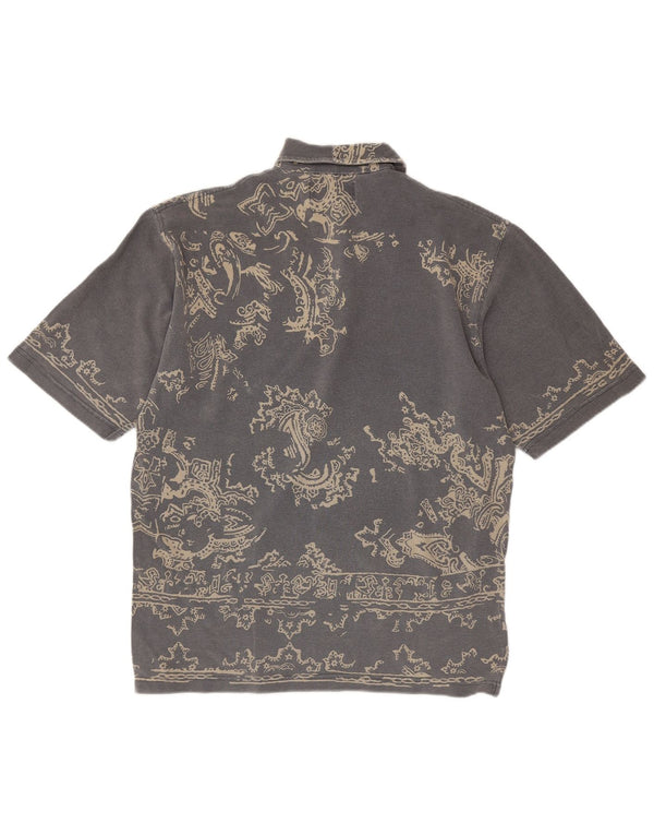 Camisa polo masculina VINTAGE grande algodão paisley cinza