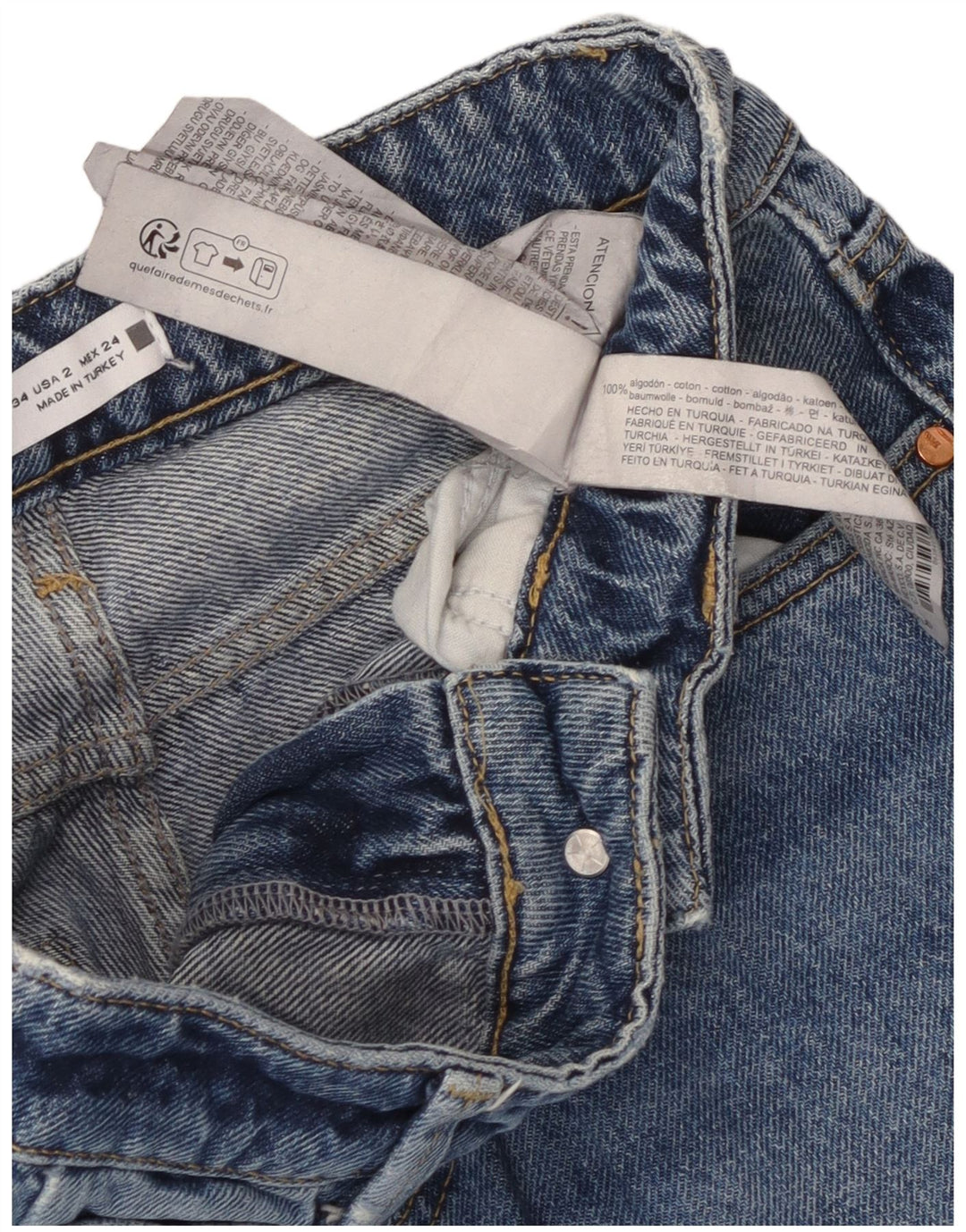 Calça jeans reta feminina Zara EU 34 2XS W24 L29 azul