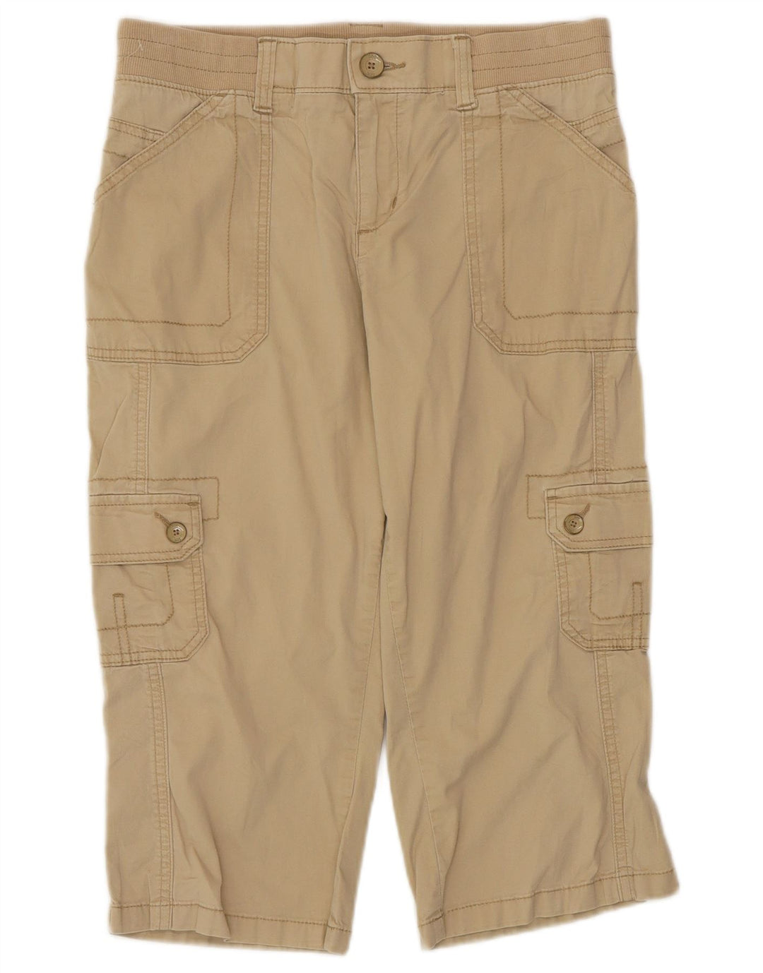 Calça capri feminina reta LEE US 8 médio W30 L18 algodão bege