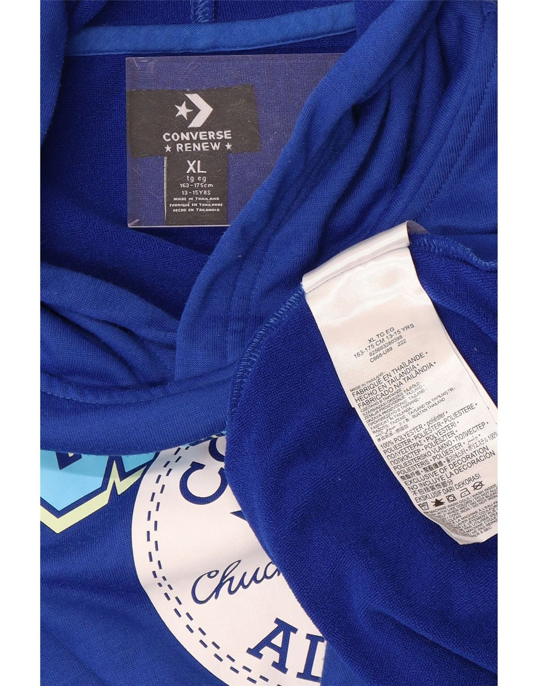 Jumper com capuz gráfico CONVERSE Boys 13-14 anos XL azul poliéster