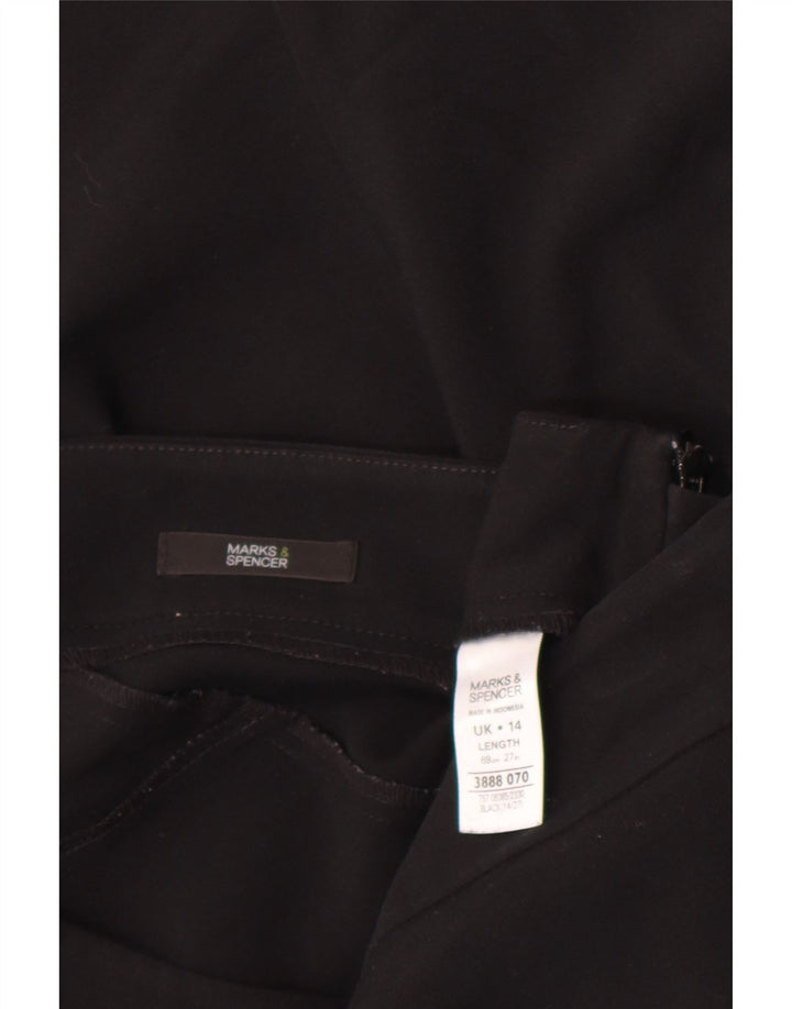 Saia trompete feminina Marks & Spencer UK 14 grande W32 poliéster preto