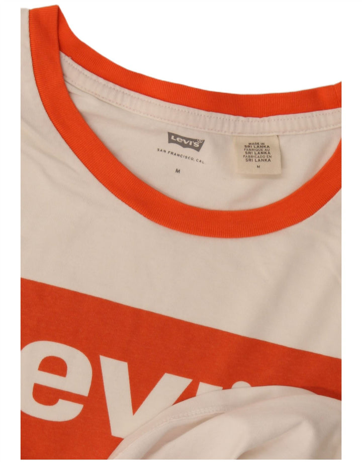 Camiseta feminina Levi's Crop Graphic UK 14 Médio Branco