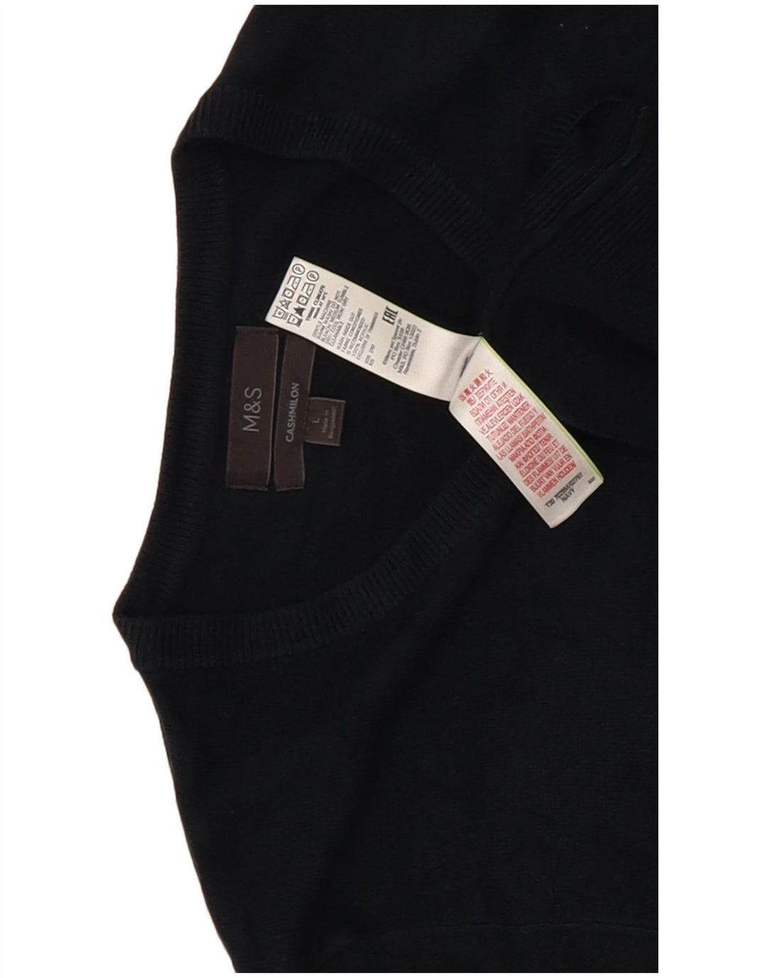 Suéter masculino Marks & Spencer com decote em V grande acrílico azul marinho