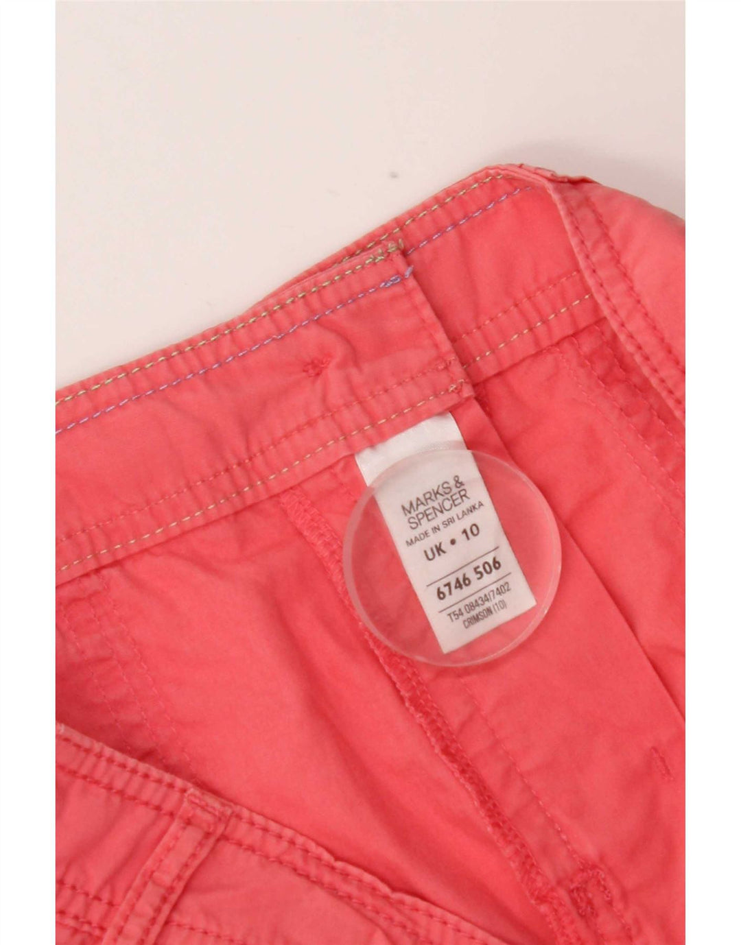 Shorts feminino Marks & Spencer UK 10 pequeno W30 algodão rosa
