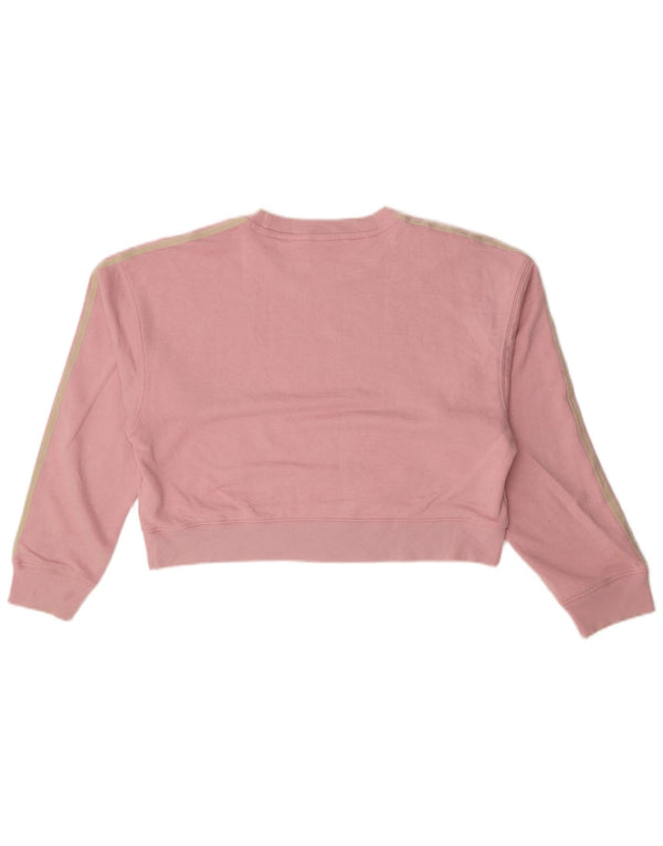 Adidas Womens Crop Oversized Moletom Jumper UK 6 XS Rosa Algodão