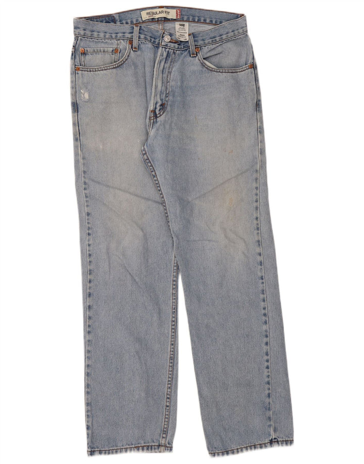 LEVI'S Masculino 505 Regular Fit Straight Jeans W34 L32 Azul Algodão