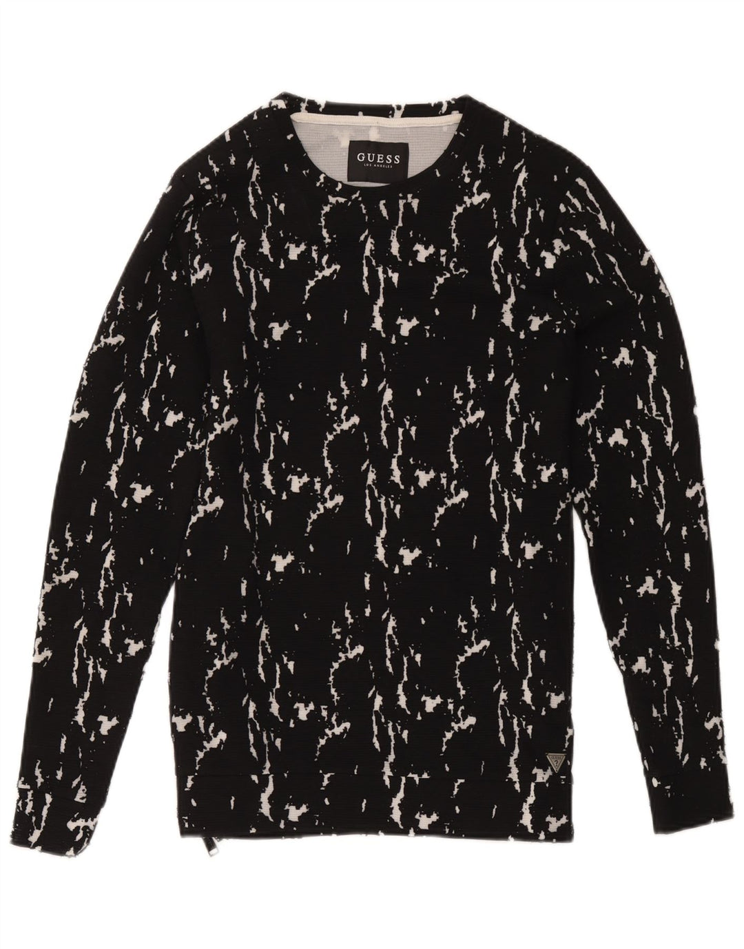 Guess Mens Abstract Padrão Moletom Jumper Pequeno Algodão Preto