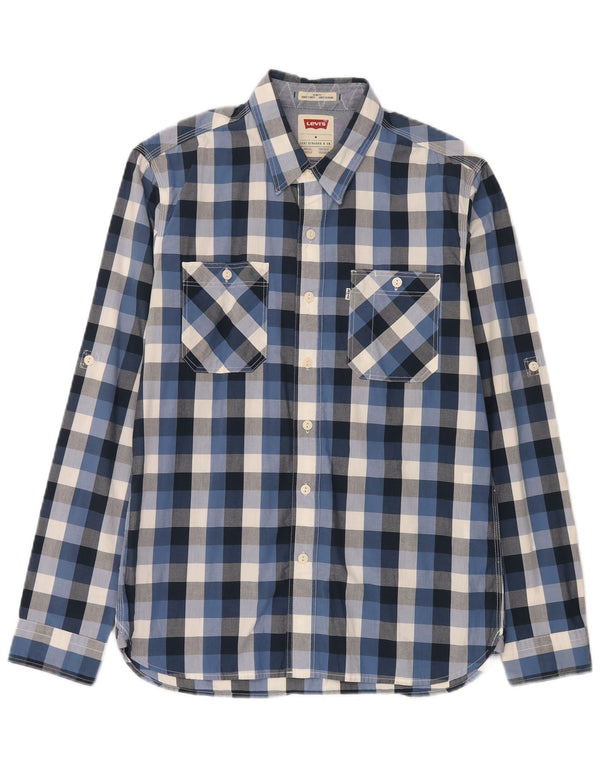 Camisa Levi's Masculina Slim Fit Azul Médio Algodão Gingham