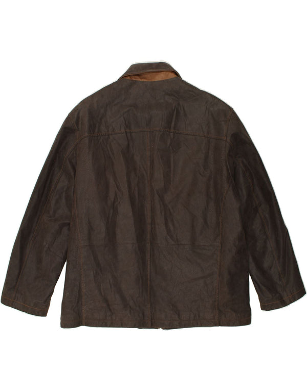 Jaqueta de couro masculina LUCA D'ALTIERI Reino Unido 56 3XL couro marrom