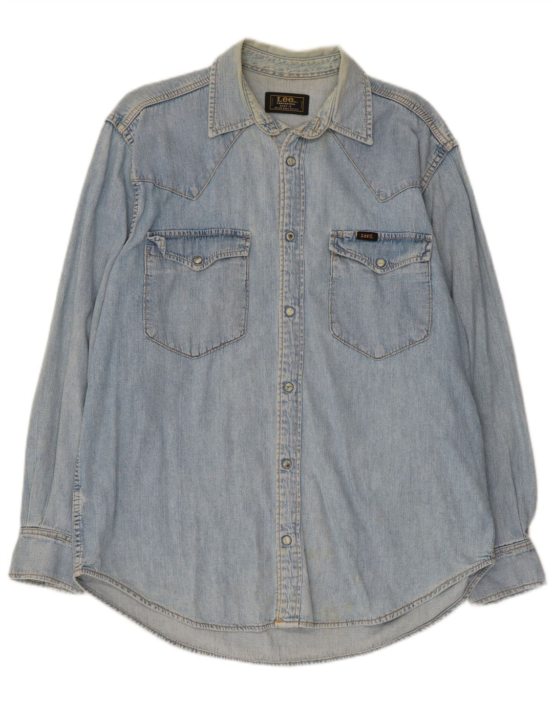 Camisa jeans masculina Lee pequena azul algodão