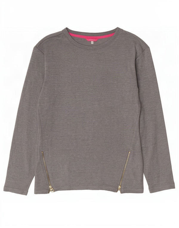 Joules Top feminino oversized manga comprida UK 6 XS algodão cinza