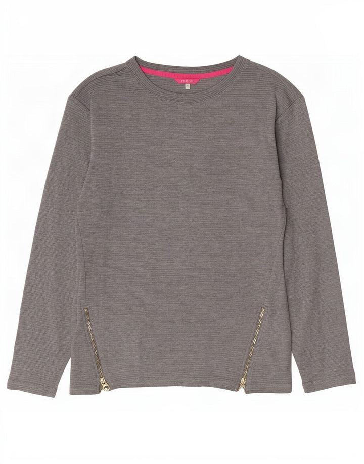 Joules Top feminino oversized manga comprida UK 6 XS algodão cinza