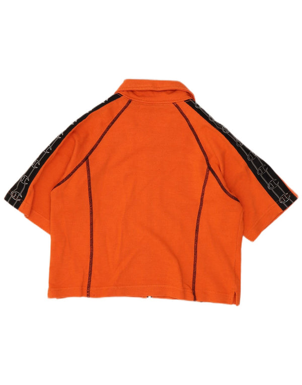 Campeão Feminino Gráfico Crop Top UK 12 Médio Laranja Colorblock