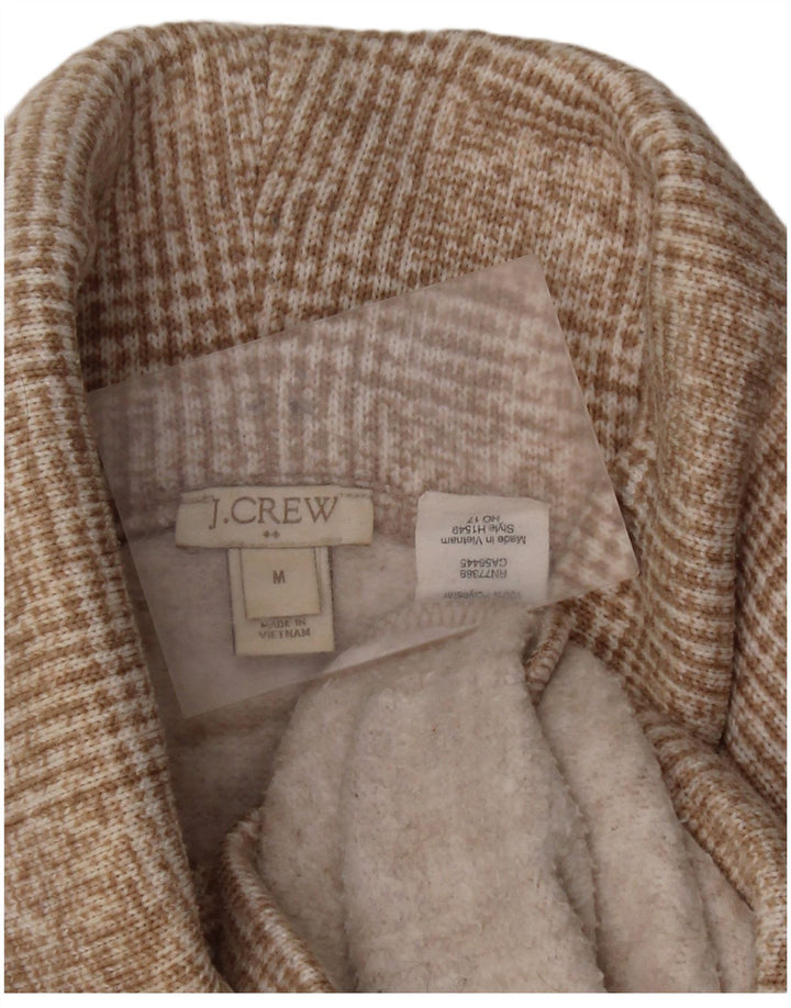 Suéter feminino J. CREW com gola redonda e poliéster xadrez bege médio UK 14