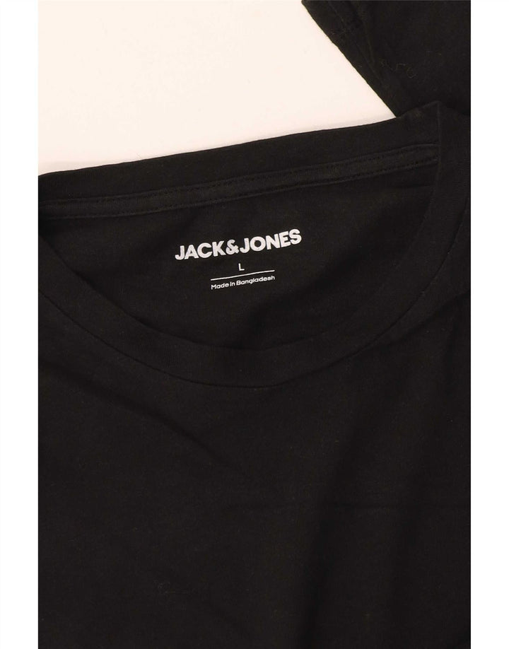 Top gráfico masculino Jack & Jones manga comprida grande preto