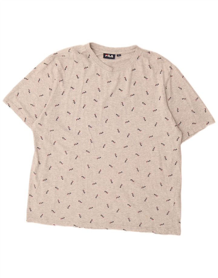 Camiseta masculina Fila Graphic Top XL algodão manchado cinza