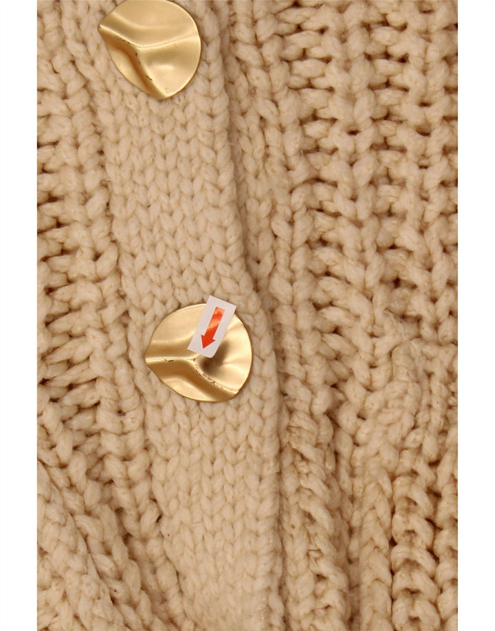 Suéter cardigã feminino superdimensionado ZARA Reino Unido 10 pequeno bege acrílico