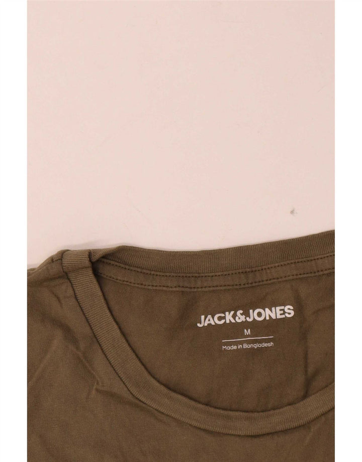 Camiseta gráfica masculina Jack & Jones Top médio de algodão cáqui