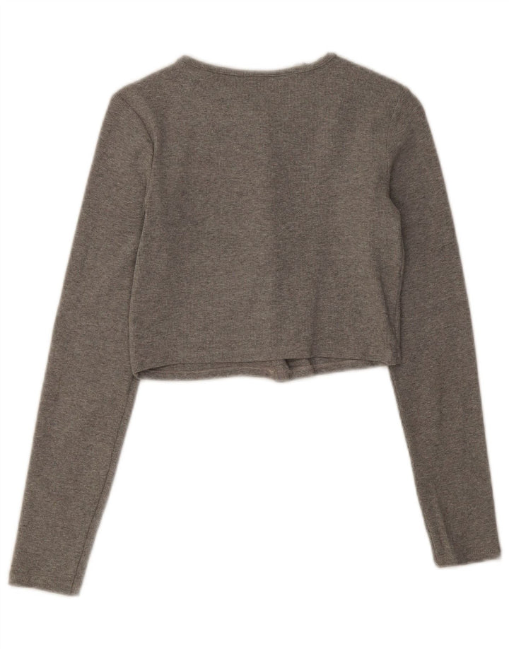 Zara Womens Crop Top UK 8 pequeno algodão manchado cinza