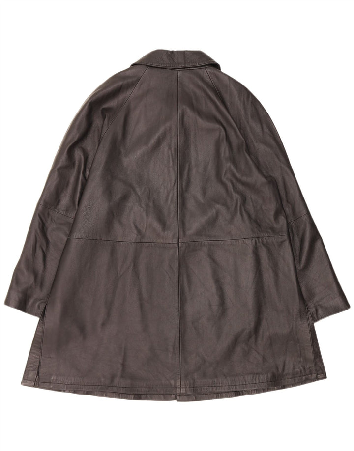 Casaco de couro feminino vintage IT 48 XL preto