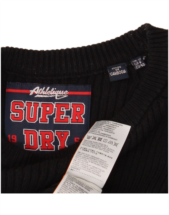 Vestido feminino SUPERDRY com estampa gráfica UK 12 algodão preto médio