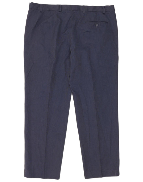 Calça masculina de ajuste regular Marks & Spencer W40 L29 poliéster azul marinho