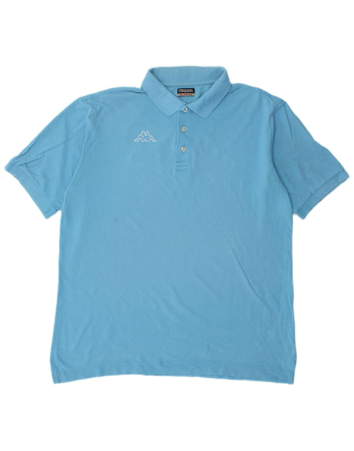 Camisa pólo gráfica masculina Kappa XL azul algodão