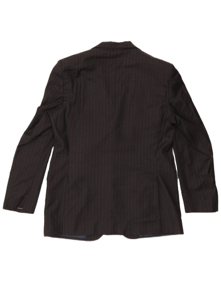 Jaqueta blazer masculina de 2 botões Marks & Spencer Reino Unido 42 lã listrada cinza grande