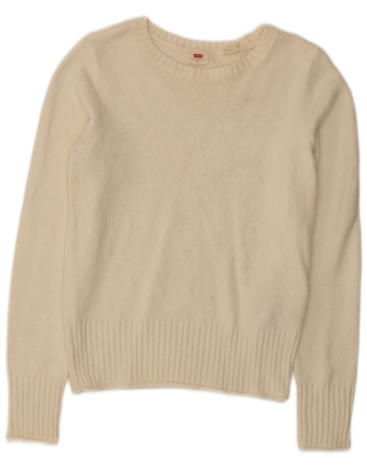 Suéter feminino Levi's com gola canoa UK 12 médio off white poliamida