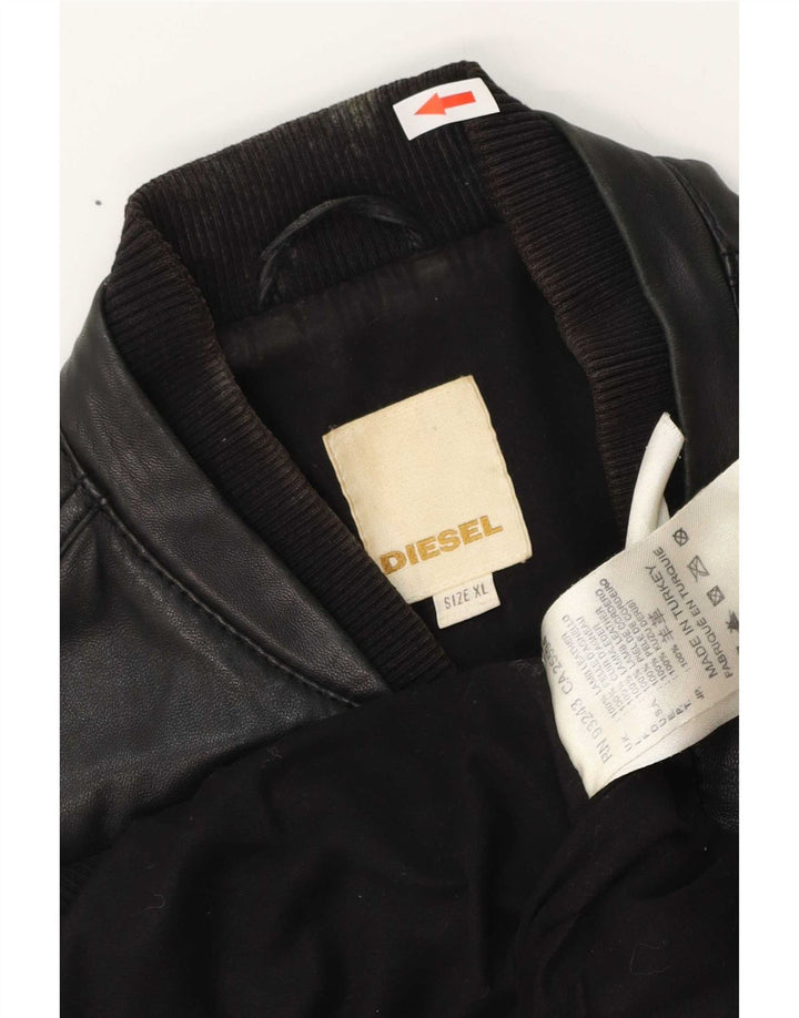 Jaqueta de couro masculina Diesel UK 42 XL preta