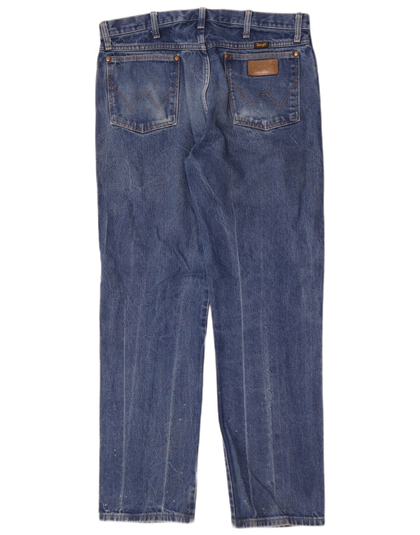 Wrangler Mens Straight Jeans W36 L32 Azul Algodão