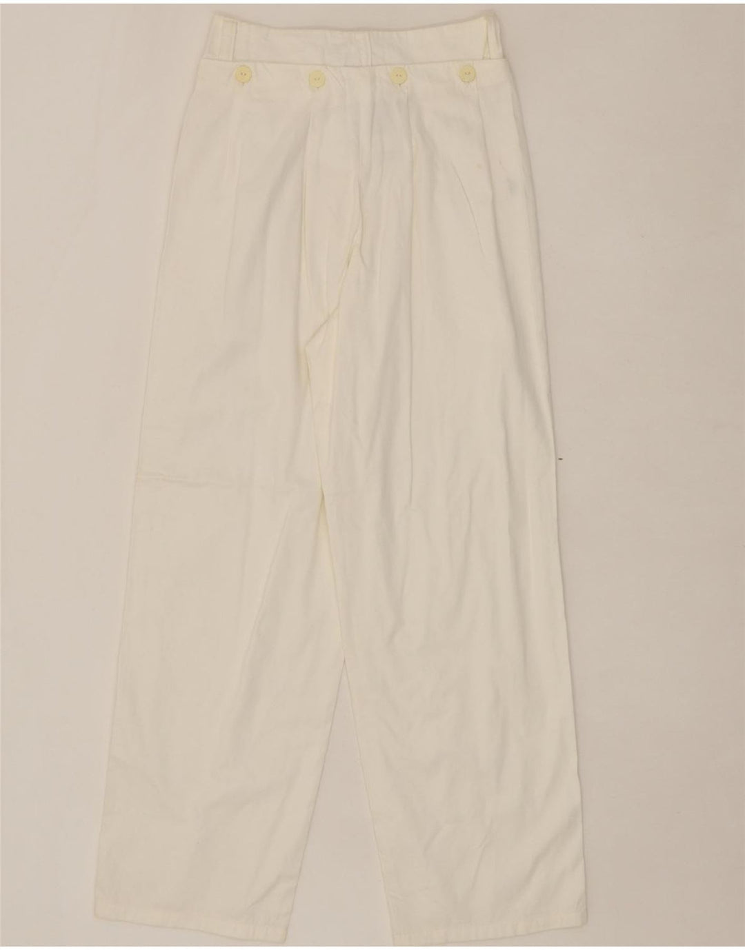 VINTAGE Womens Pegged Casual Trousers IT 42 Medium W26 L29 White Cotton Vintage Vintage and Second-Hand Vintage from Messina Hembry 