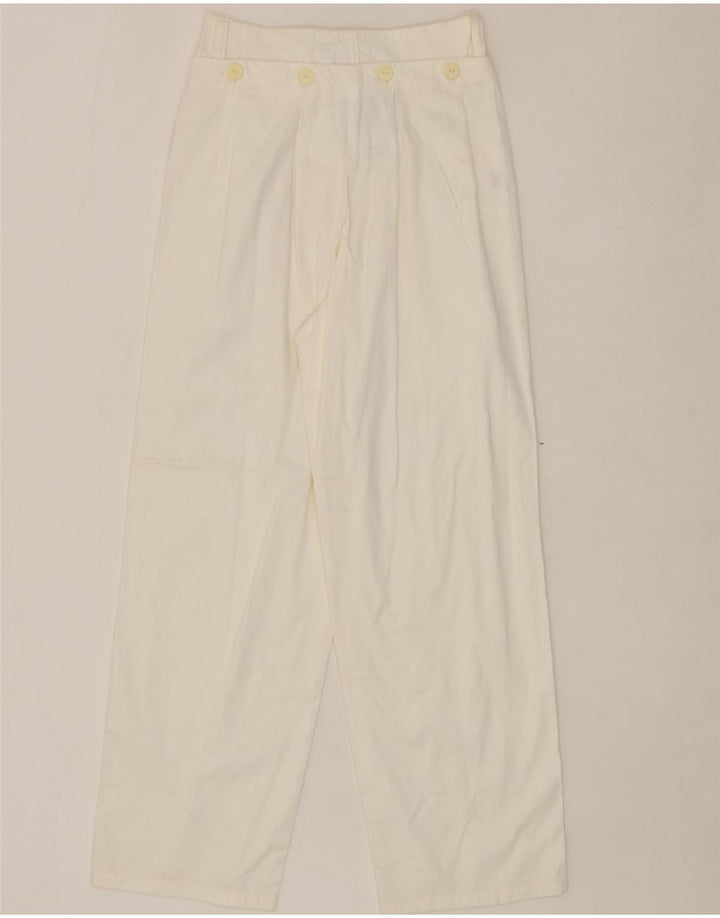 VINTAGE Womens Pegged Casual Trousers IT 42 Medium W26 L29 White Cotton Vintage Vintage and Second-Hand Vintage from Messina Hembry 