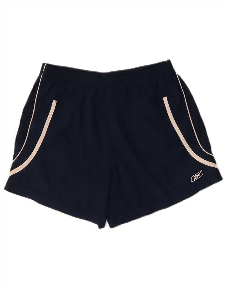 Shorts esportivos femininos REEBOK UK 12 poliéster azul marinho médio